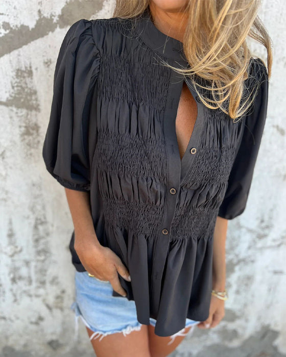 Blouse Casual Mode Korte Mouwen Effen