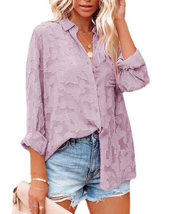 Blouse Chiffon Jacquard Sheer
