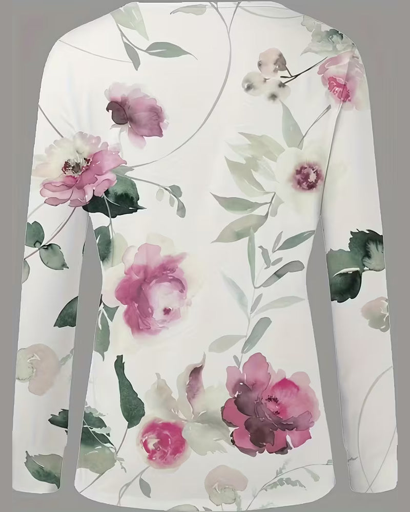 Blouse Met Asymmetrische Print En Lange Mouwen
