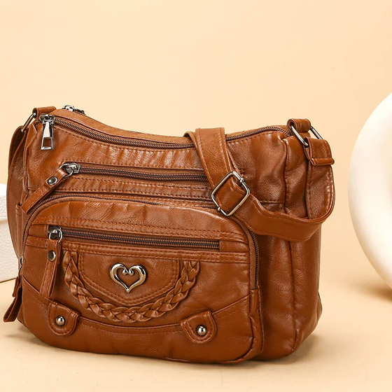 Dames Zachte PU Leder Multi-Zak Crossbody Tas