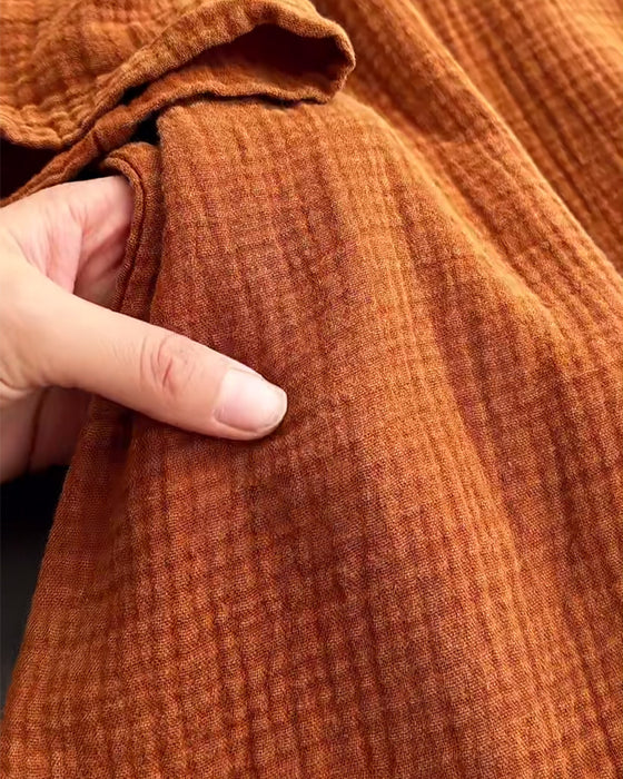 Jurk Lange Mouwen Effen Kleur Eenvoudige Revers