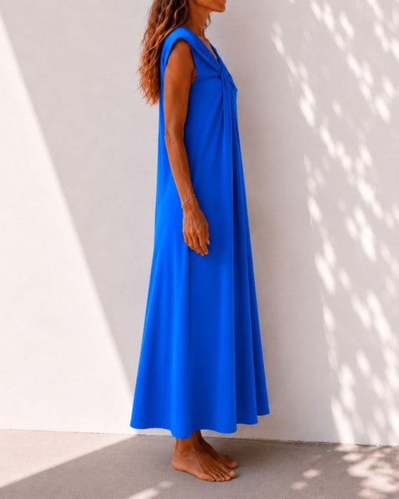 Jurk Asymmetrische Hals Twist Elegant Maxi
