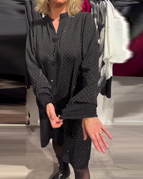 Jurk Lantaarn Mouw Diamant Print