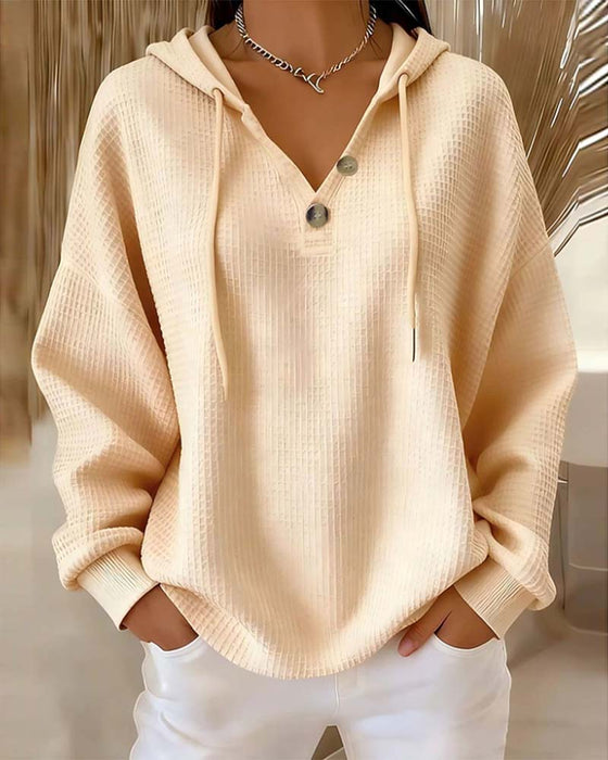 Sweatshirt Casual Effen Kleur Trekkoord