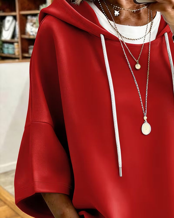 Hoodie Loose Zeven-Kwart Mouw