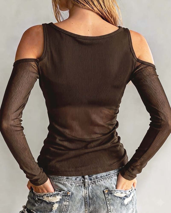 Blouse Kruiselings V-Hals Off-Shoulder
