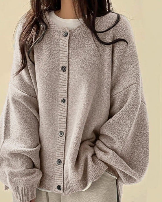 Cardigan Ronde Hals Geknoopt Trui