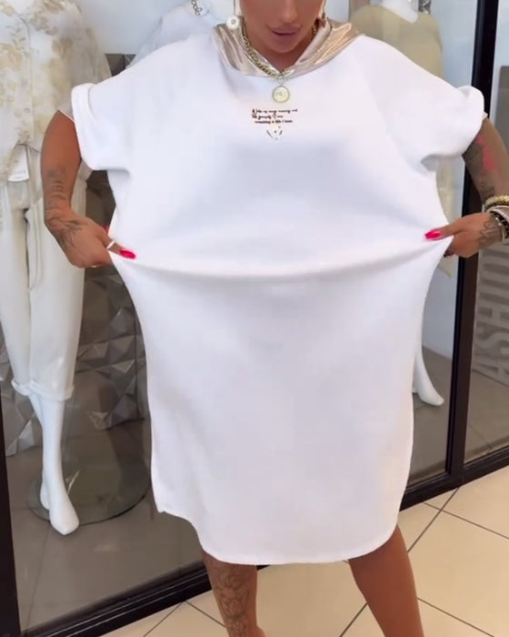 Jurk Capuchon Effen Kleur Losse Split