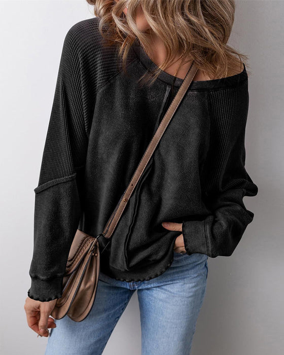 Sweatshirts Omgekeerde Naad Patchwork Casual