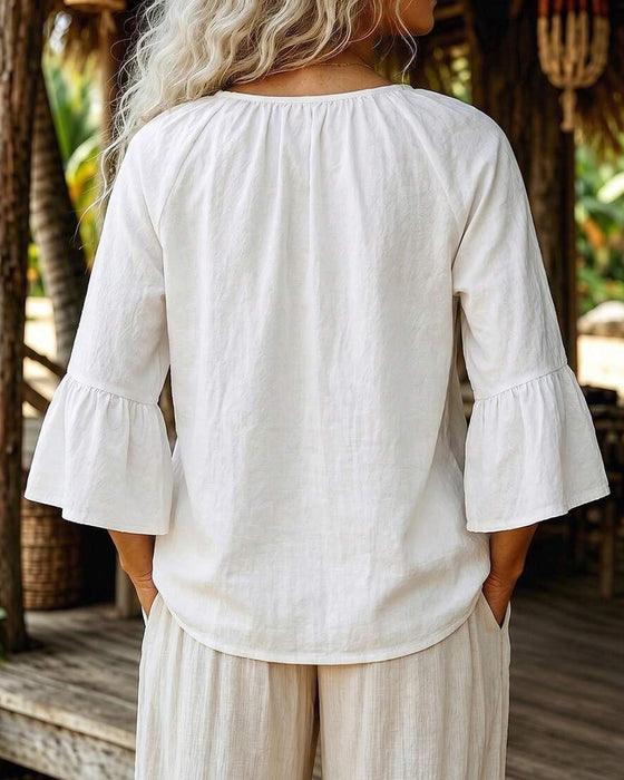 Blouse Casual V-Hals Kant