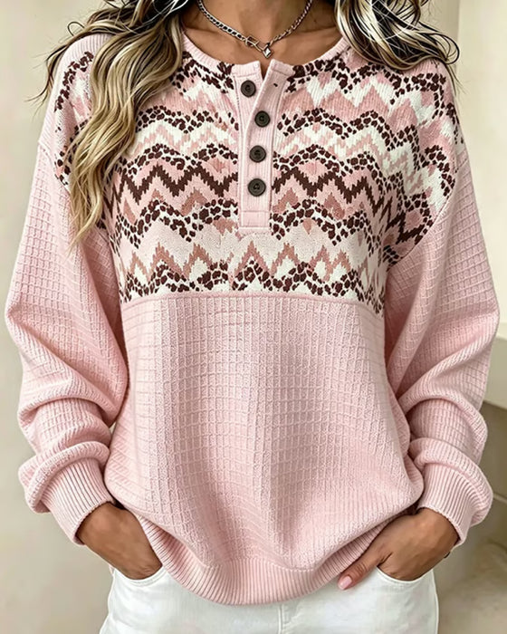 Sweatshirt Ronde Hals Wafel Casual