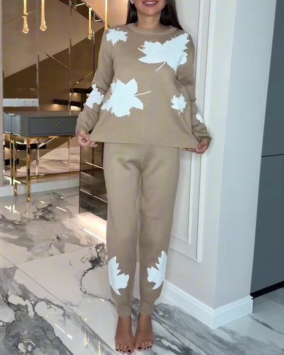 Tweedelig Setje Met Esdoornbladprint