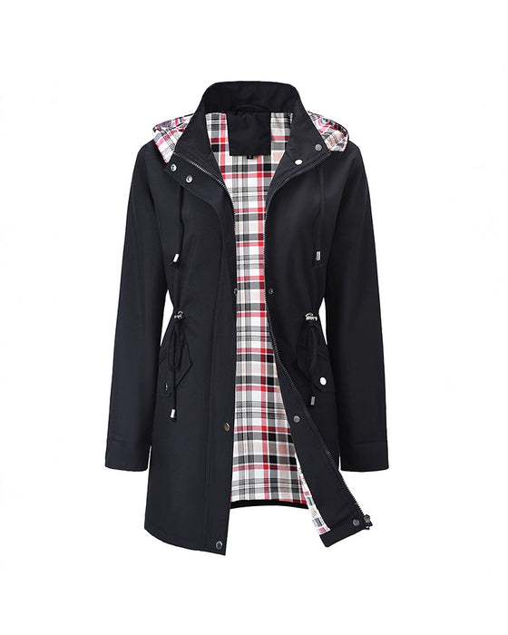 Dames Lange Waterdichte Trenchcoat Met Capuchon