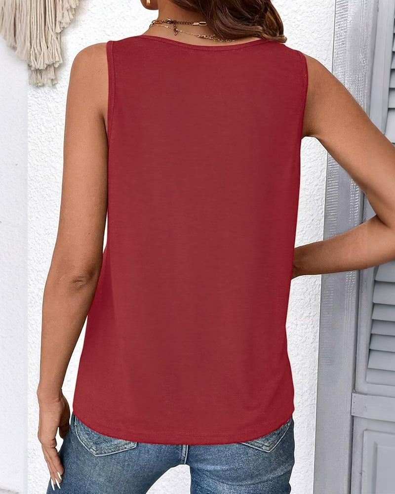 Tanktop Effen Kleur V-Hals Mouwloos Los
