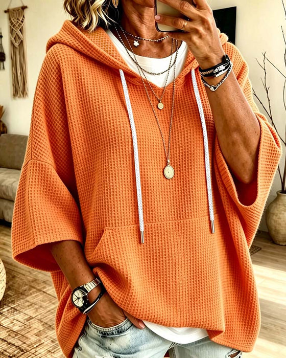 Sweatshirt Casual Effen Kleur Trekkoord