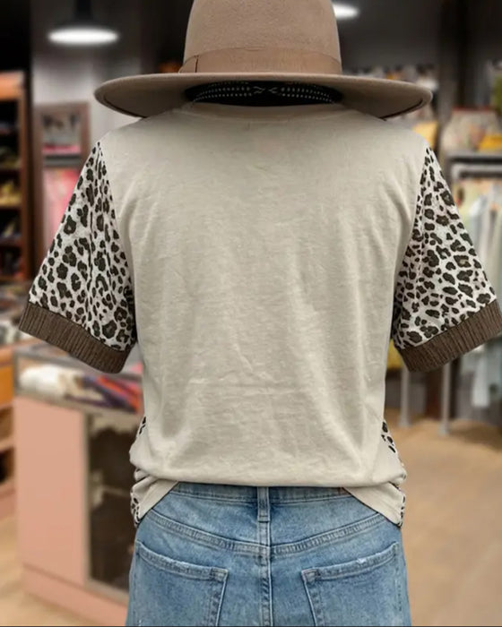 T-Shirt Luipaard Patchwork Kant