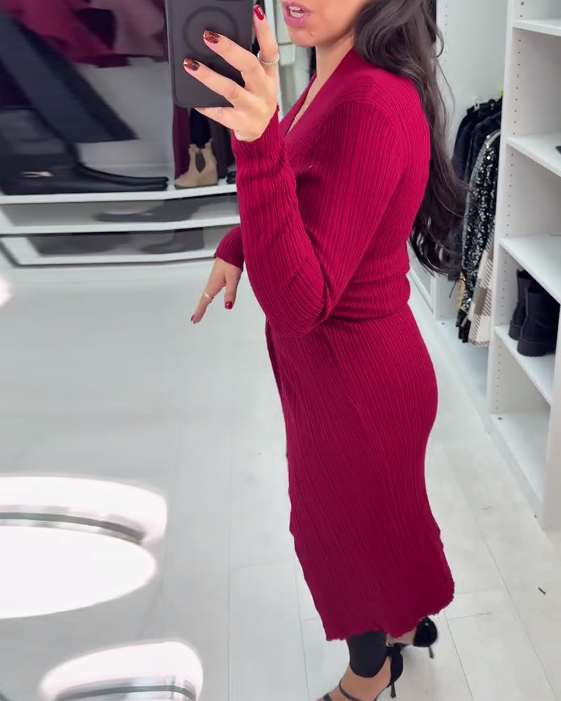 Langmouwige Pullover Met V-Hals En Crossover Details