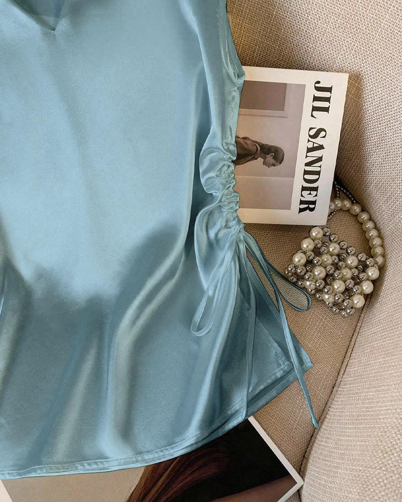 Blouse V-Hals Trekkoord Mouwloos