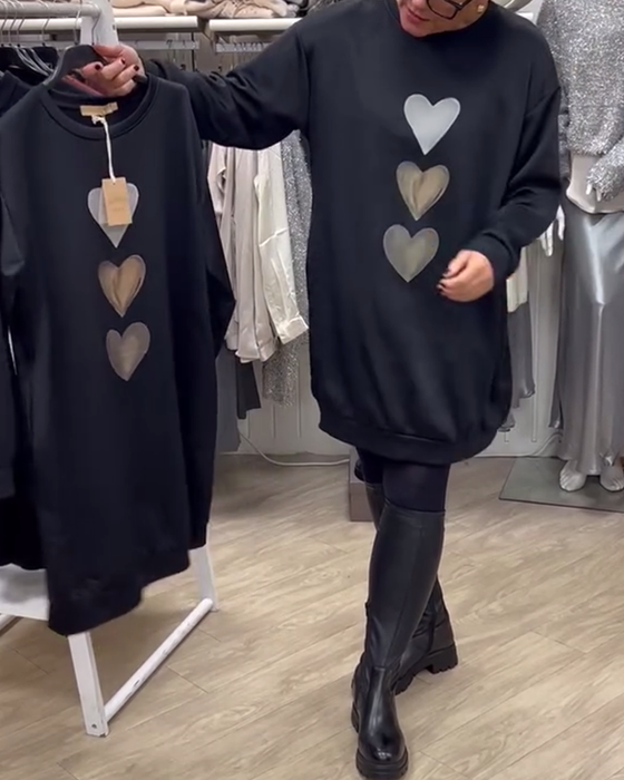 Jurk Shift Hart Patroon Casual