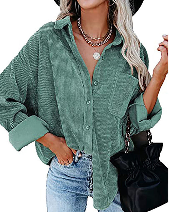 Effen Corduroy Blouse Met Zak