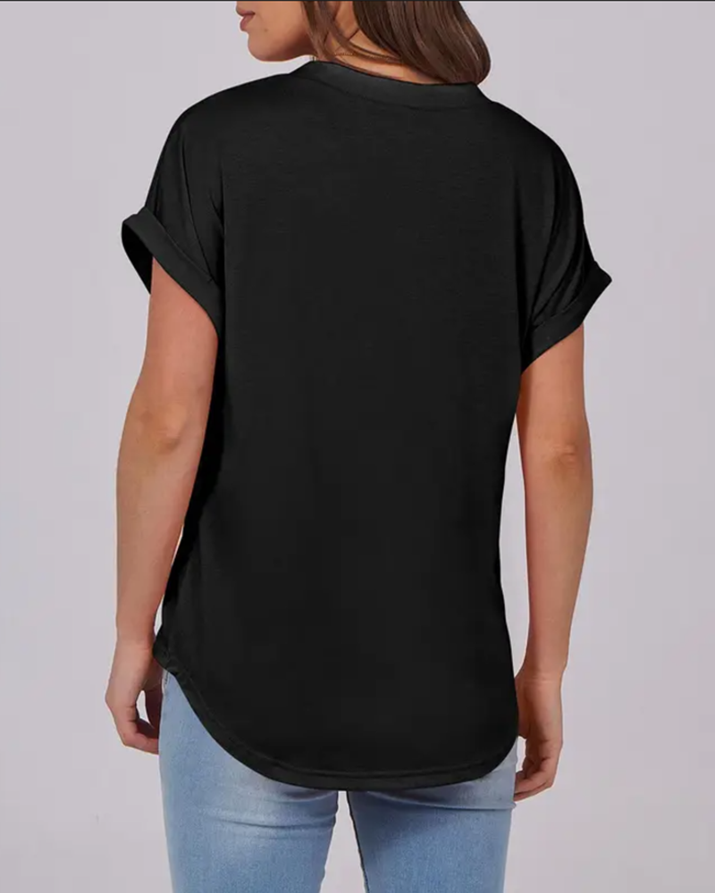 T-Shirt Effen V-Hals Korte Mouw