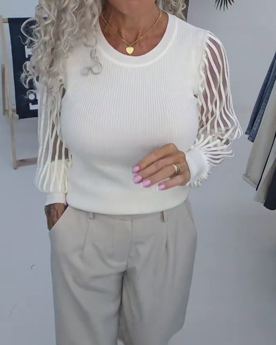 Top Lantaarn Mouw Mesh Patchwork