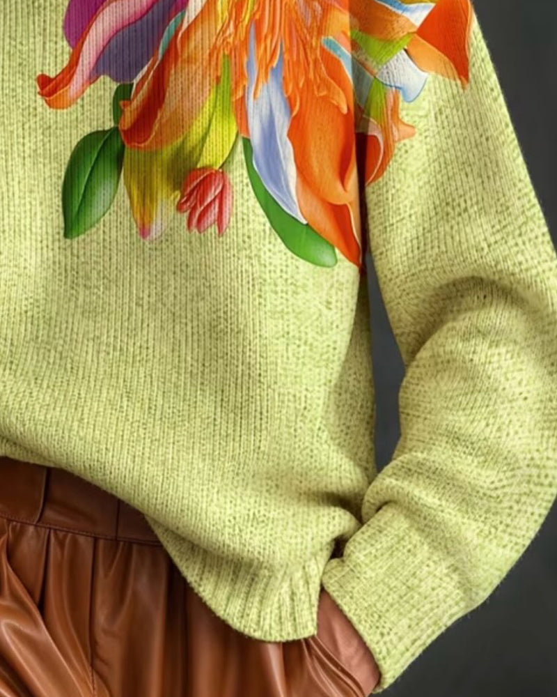 Trui Coltrui Bloemen Contrast Langmouw