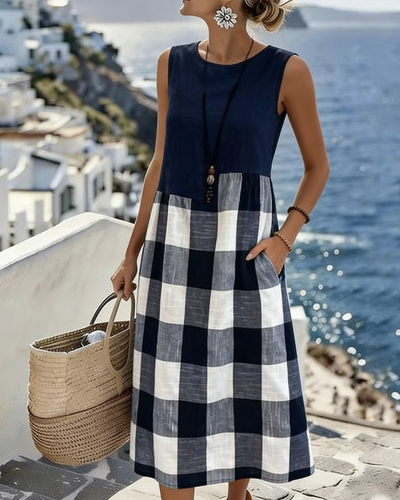 Tankjurk Ruitpatroon Patchwork Mouwloos