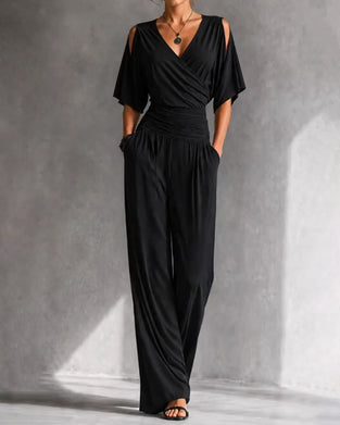 Jumpsuit V-Hals Crossover Koude Schouder Taille Zak