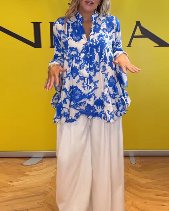 Blouse met lange mouwen en frisse print