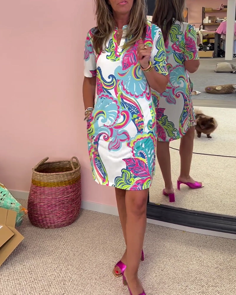 Slim-fit jurk met print