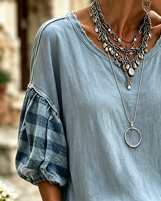 Blouse Rondhals Gestreept