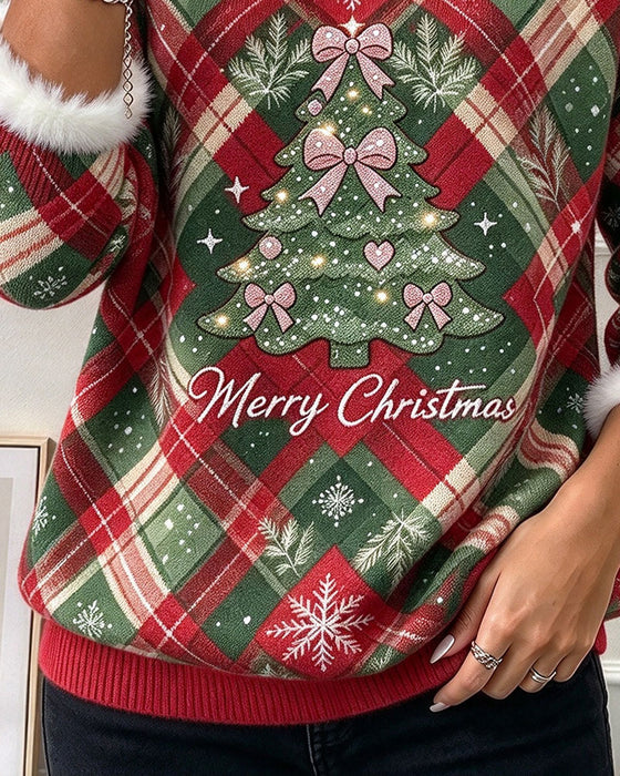 Sweatshirt Geruit Kerstboom Kleurblok