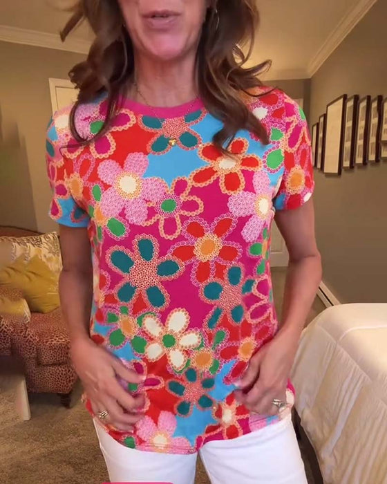 T-Shirt Slim Fit Korte Mouw Geprint