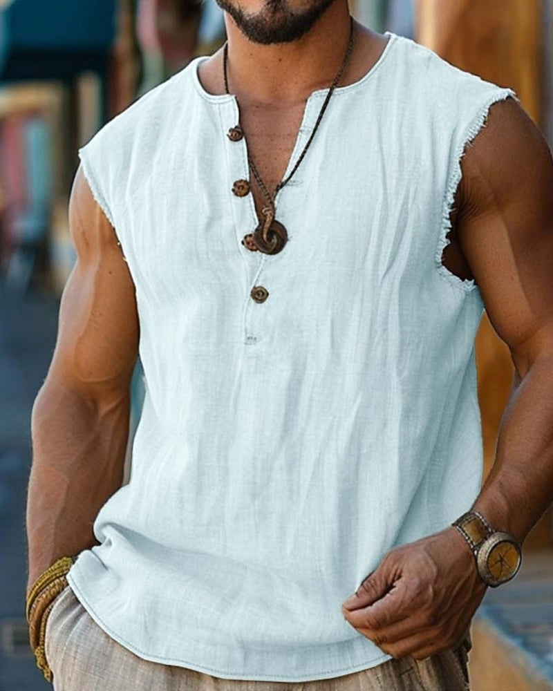 Tanktop Heren Casual Effen