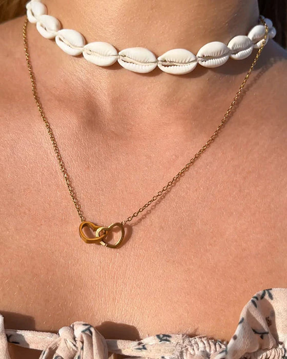 Ball Rose Box - Met Gegraveerde Dubbele Hart Ketting