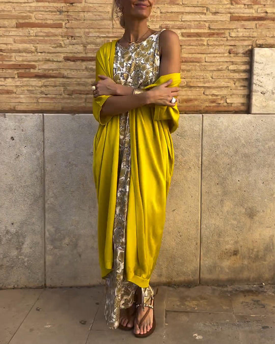 Vintage print elegant tweedelig pak