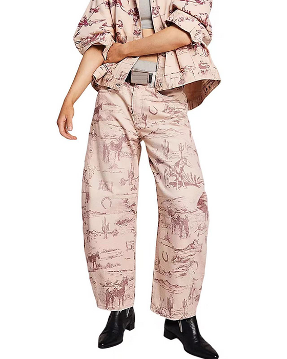 Jeans Losse Pasvorm Print Middenrijzing