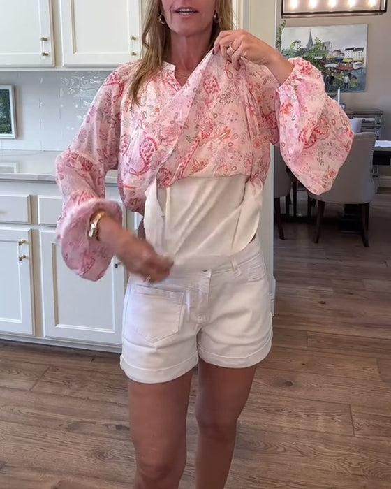 Blouse Met Balloonmouwen En Bloemenprint