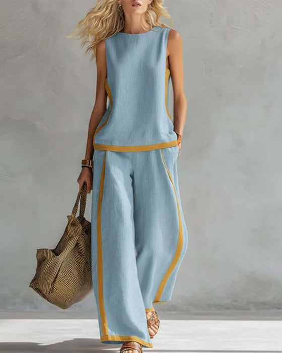 Tweedelig Set Mouwloos Casual Color-Block