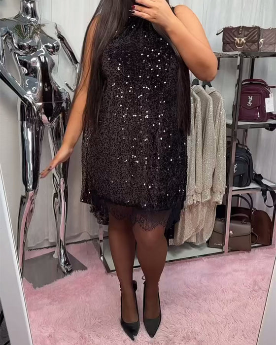 Effen Jurk Met Patchworkdetails