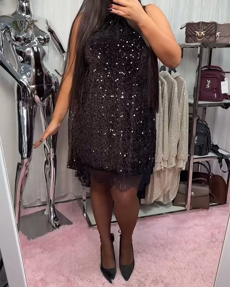 Effen Jurk Met Patchworkdetails