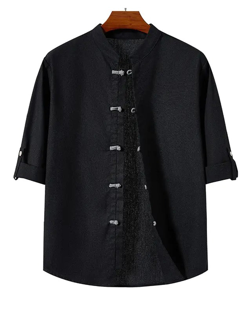Shirt Chinese Stijl Vierkante Hals Casual