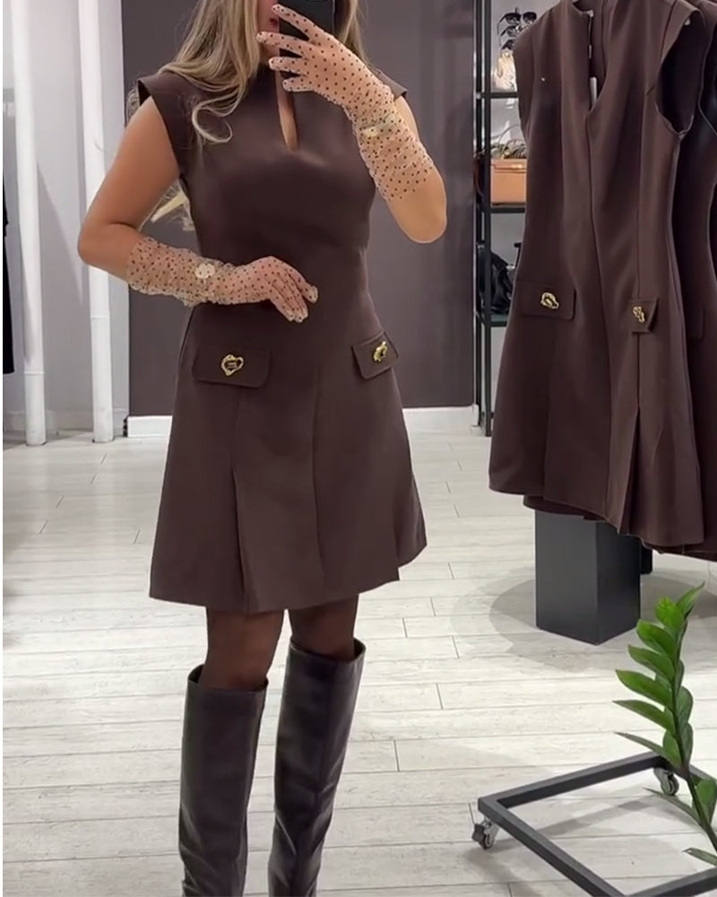 Jurk V-hals Elegant Mouwloos