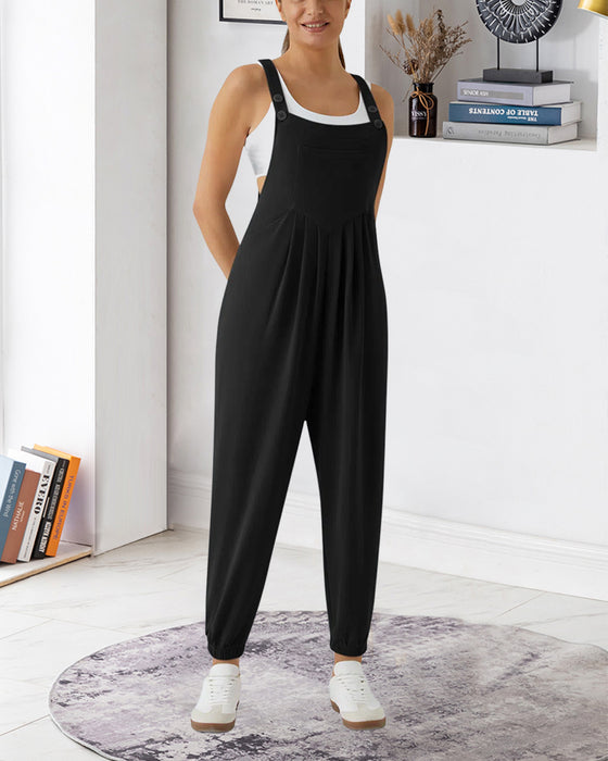 Jumpsuit Effen Kleur Geplooid