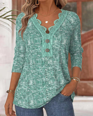 T-shirt casual effen kleur kant
