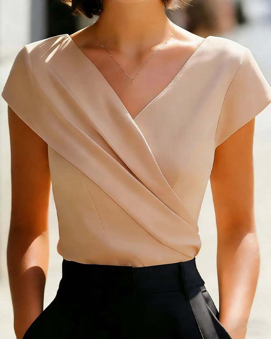 T-Shirt V-Hals Slim Fit Korte Mouw Dames