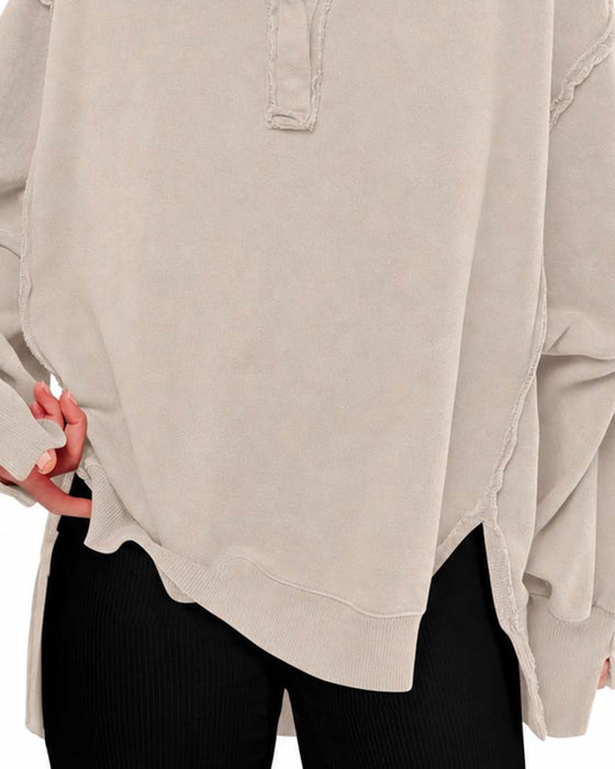 Sweatshirt Effen Kleur Lange Mouwen
