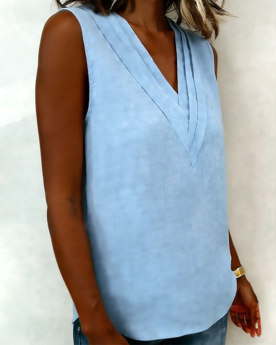 Tanktop Modieus Dubbellaags V-hals