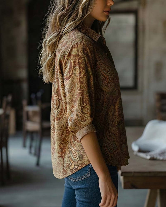 Overhemd Met Lange Mouwen En Paisleyprint In Vintage-Stijl